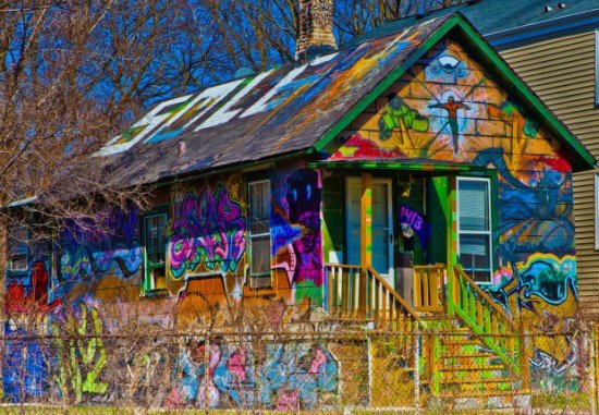 I'm sure this graffiti-covered house in Illinois is much friendlier on the inside (Photo from Flickr/Jo Bet)