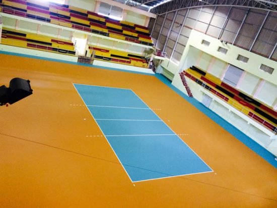 One of the two volleyball courts inside the stadium. (Photo from The Borneo Post)