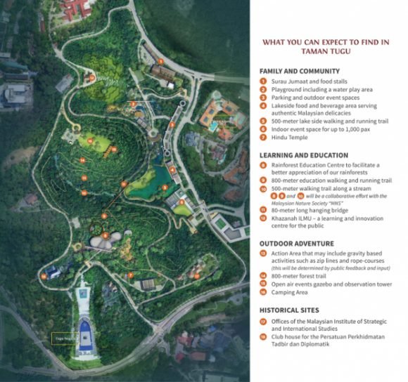 Masterplan of Kuala Lumpur’s urban rainforest park Taman Tugu. — Picture from Khazanah Nasional 