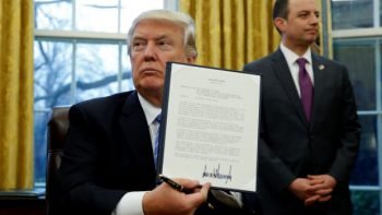 US President Donald Trump signed an executive order to withdraw from the TPP. (Photo from Stuff)