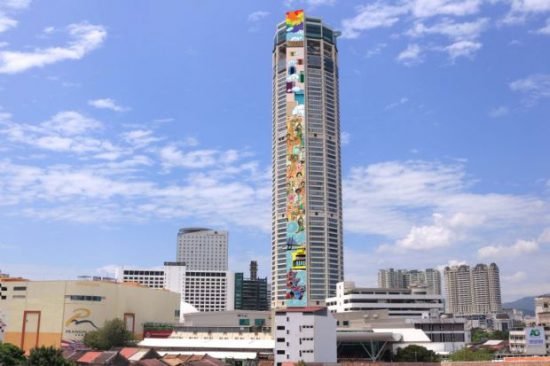 An artist's impression of the world's tallest mural on the iconic Komtar tower.