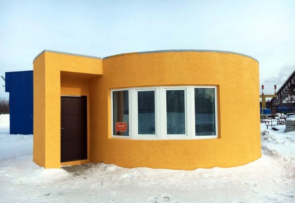 The completed 3D-printed house (Photo by Apis Cor)